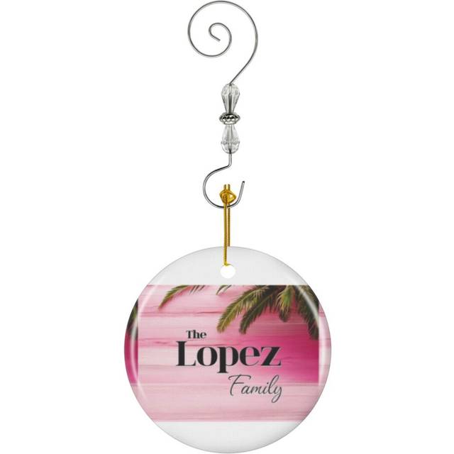 (Unique Personalized Lopez Familyk Tropical Gift_1669) Christmas Ornaments Ceramic with Crystal Hook Xmas Handmade Tree Decorations KeepsakeÂGifts St
