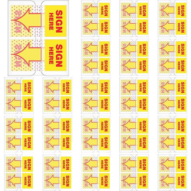 300PCS Here Tabs Stickers with Dispenser Arrows Flag, 1 Inch (Yellow)