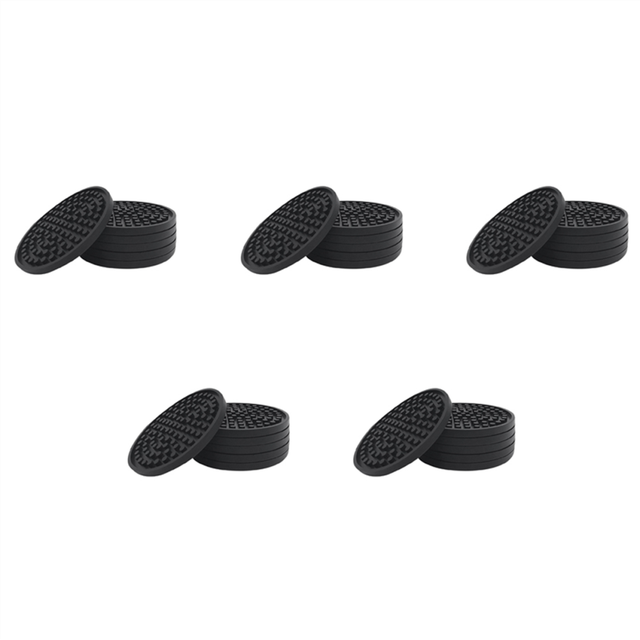 Black Round Silicone Rubber Drink Coasters (Set of 30) Non-Slip Perfect for Homes & Bars