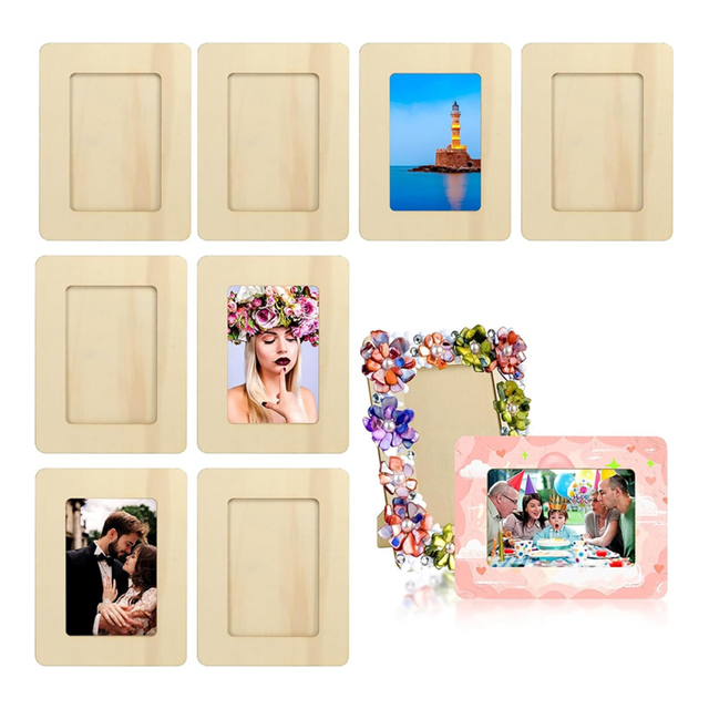 10 Pack Unfinished Wooden Picture Frames for 6inch Photos