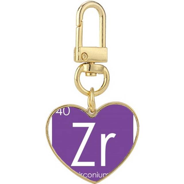 Chestry Elements Period Table Transition Metals Zirconium Zr Gold Heart Keychain Metal Keyring Holder