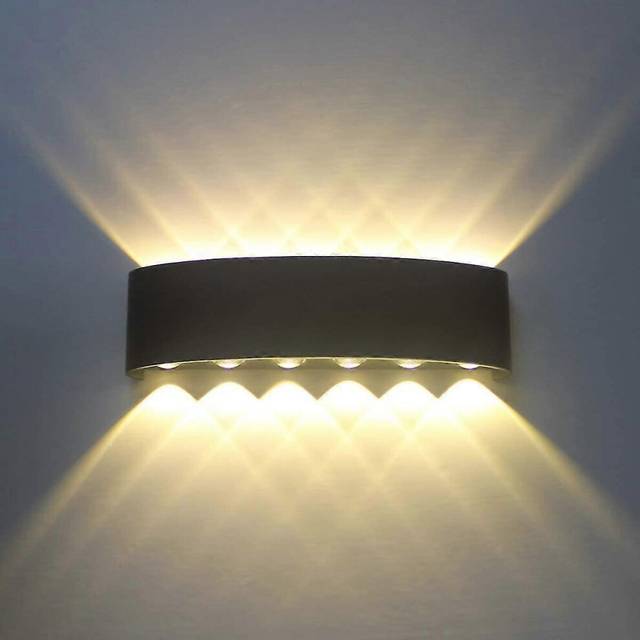 (As show, One size) 12w led black indoor wall lightaluminum sconce light fixture, up down spot light night lampwarm white