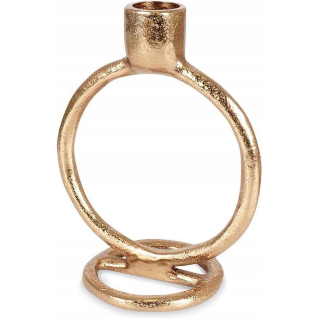 Round Ring Gold Metal Candlestick | Tapered Dinner Candle Holder Candle Stand | Candle Holder Aluminum Golden - 15cm