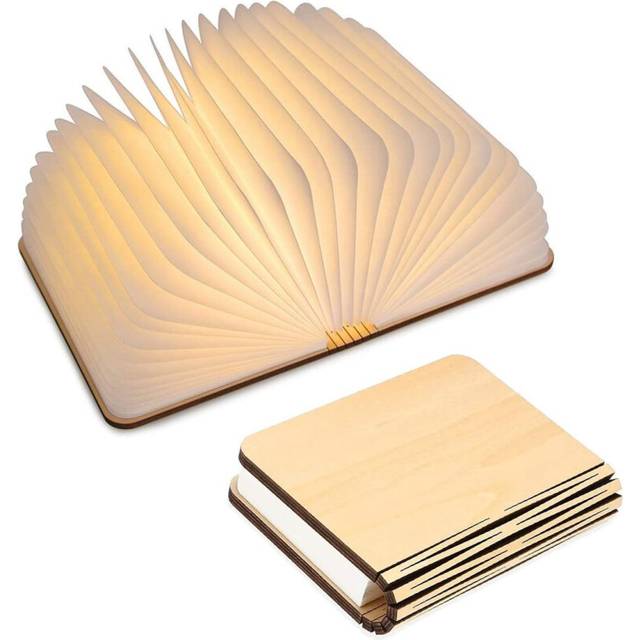 Wooden book lamp, novel folding book lamp, folding night lamp, USB rechargeable wooden desk lamp, magnetic design - creative gift