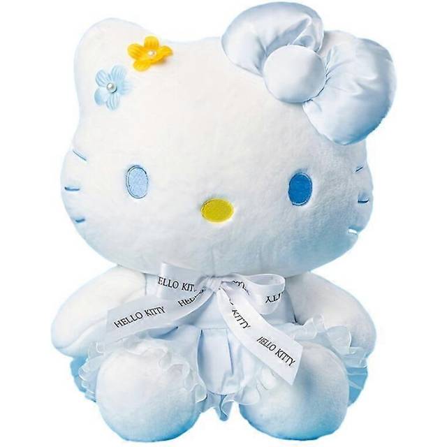 (blue, One size) Cute flower cat doll plush toy rag doll Hello Kitty doll eightinch doll gift