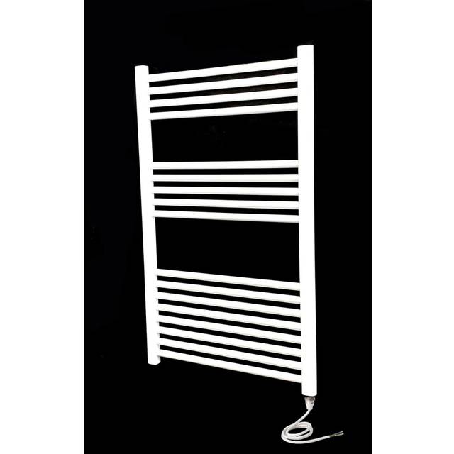Greened House Milano White Flat Electric Towel Rail W600mm x H1000mm