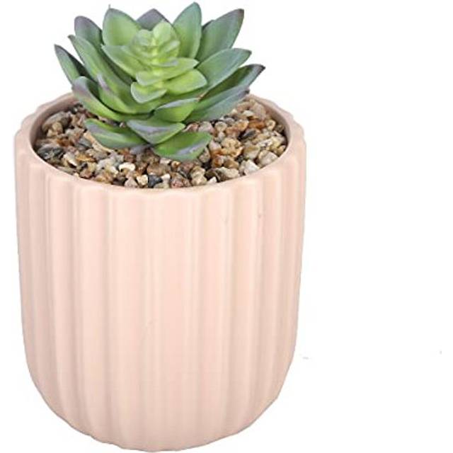 Sleepdown Halo Green Artificial Faux Plant Succulent Pink Textured Pot for Home Office Bathroom Decor Indoor Decoration Aesthetics