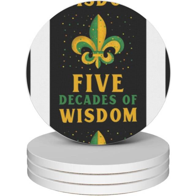 (Five Decades Of Wisdom=8910) Ceramic Coasters Set of 4 Xmas for Drink Wine Beer Bar with Cork Base Housewarming Birthday Christmas Gift