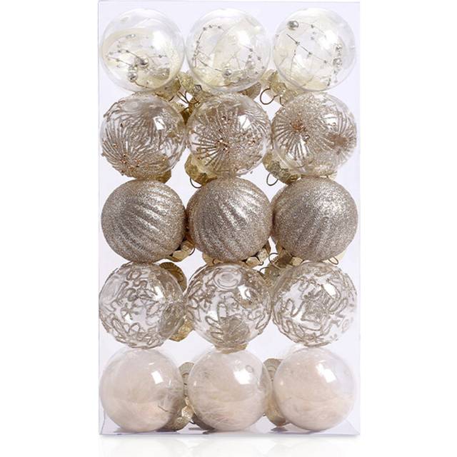 "60MM/2.36"" Christmas Ornaments Set30pcs Clear Christmas Ornaments Shatterproof Decorative Baubles for Xmas Tree Ornament Decorations Balls Crystal"