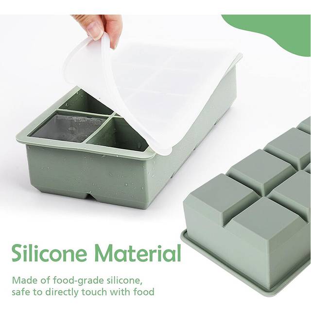 Large Silicone Square Ice Cube Tray - BPA-Free, Reusable for Whiskey & Cocktails, Keeps Drinks Cold