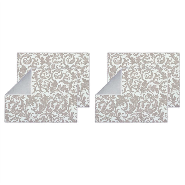 4 Pack Dish Drying Mat Absorbent Machine Washable Mats for Kitchen Counter Large (Grey Vine)