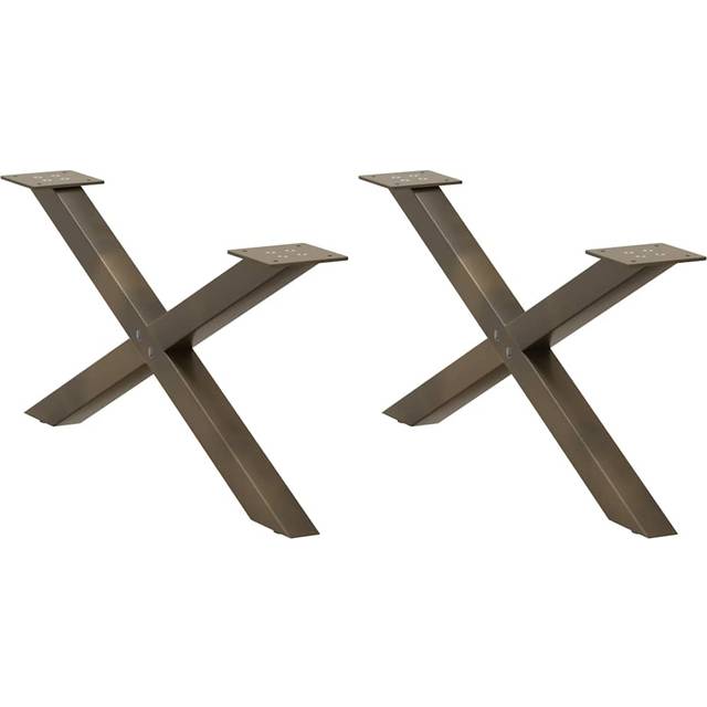 vidaXL Soffbordsben X-formade 2 st naturstål 70x(30-31) cm stål