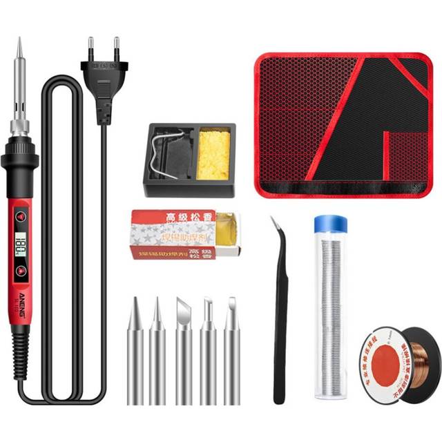 (red, EU Plug-1) Aneng Mini Electric Soldering Iron With Lcd Digital Display Intelligent Soldering Iron Kit For