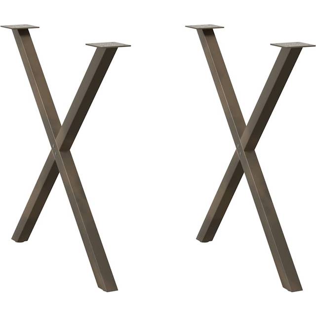 vidaXL Dining Table Legs X-Shaped 2 pcs Natural Steel 80x(72-73) cm Steel - Brown