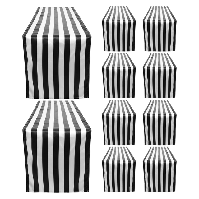 10 Pack Table Runner Polyester Table Decor Classic Black and White Striped Table Runner Modern Elegant Design