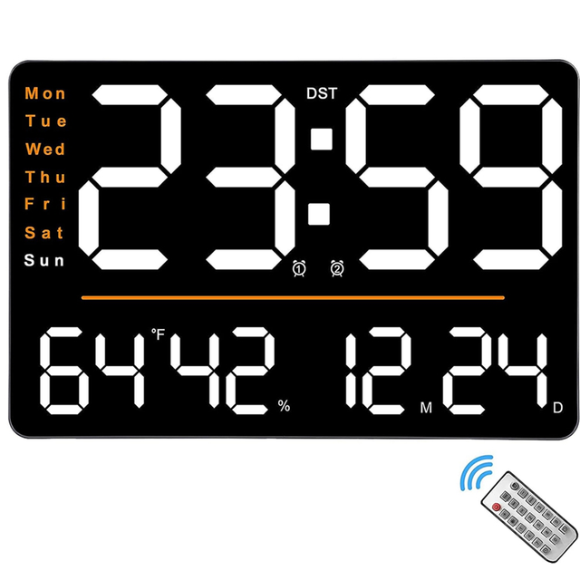 Digital Wall Clock,15.6 in LED Clocks Large Display