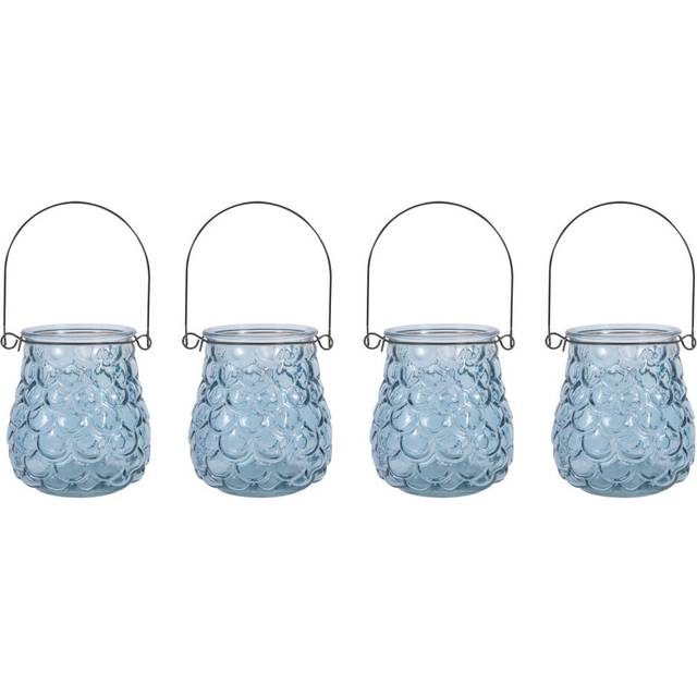 Embossed Glass Hanging Tea Light Candle Holders Summer Garden Table