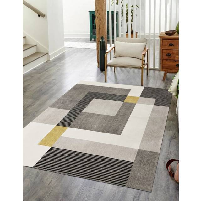 (60cm X 180cm, Ochre Grey) Modern 8mm Thick Anti-Shed Stain-Resistant Rug
