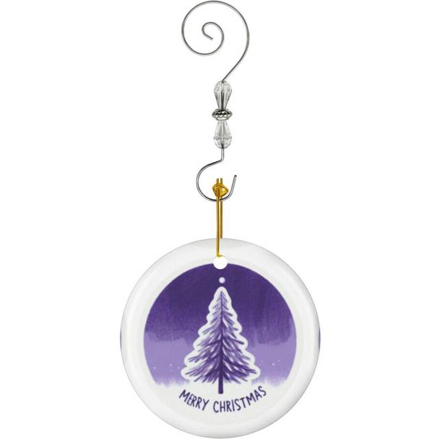 (Purple Vintage Christmas Tree Celebration_7842) Christmas Ornaments Ceramic with Crystal Hook Xmas Handmade Tree Decorations KeepsakeÂGifts Stocking