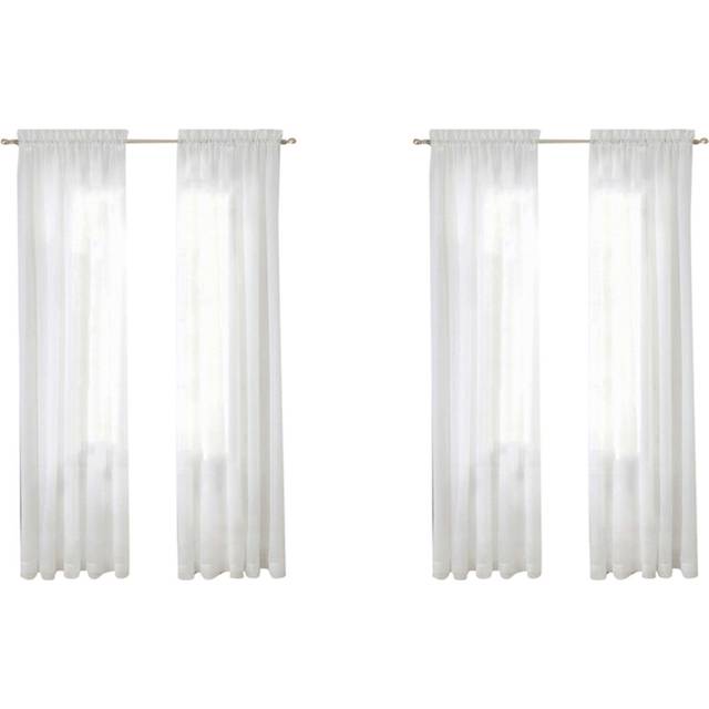 2X Window White Sheer Curtains 108 Inches Long 2 Panels Clear Basic Rod Pocket Panel
