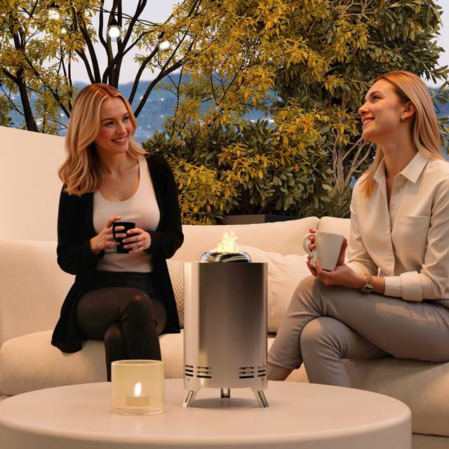 Outsunny Smokeless Portable Tabletop Wood or Pellet Fuelled Fire Pit 16 x 16 cm Stainless Steel with Poker Silver Tone, none