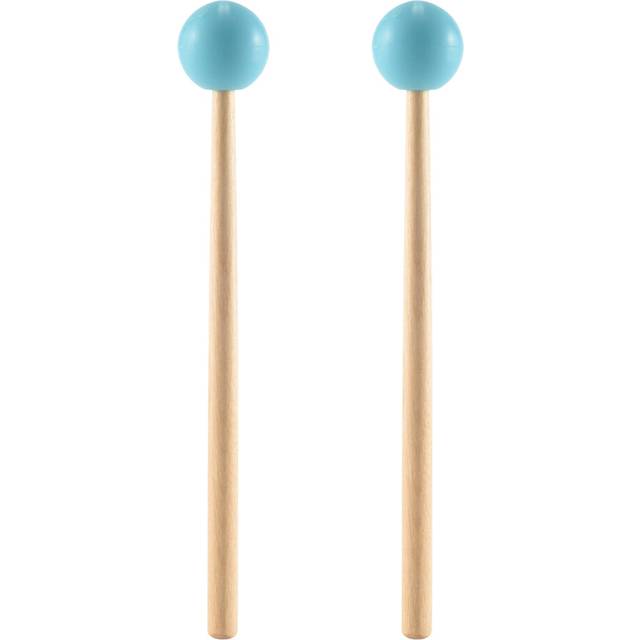 2Pcs Soft Rubber Head Sticks Wood Handle Bell Mallets Green