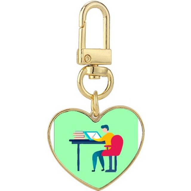 Designer Worked Hard Paint Seriously Gold Heart Keychain Metal Keyring Holder
