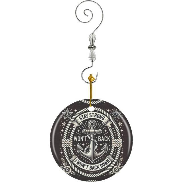 (Bold Nautical Anchor Design Strength And Resilience_3568) Christmas Ornaments Ceramic with Crystal Hook Xmas Handmade Tree Decorations KeepsakeÂGift