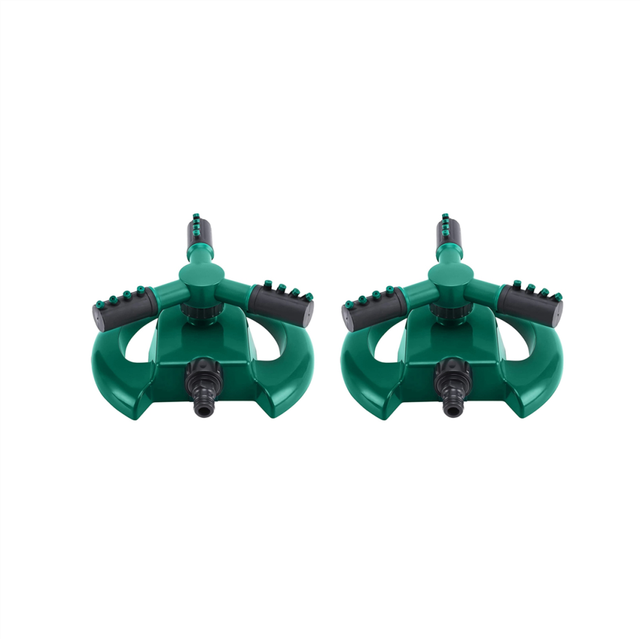 2X Garden Sprinkler, Adjustable Rotating Lawn Sprinkler 3 Arm Rotating Sprinkler,Automatic Water Sprinkler