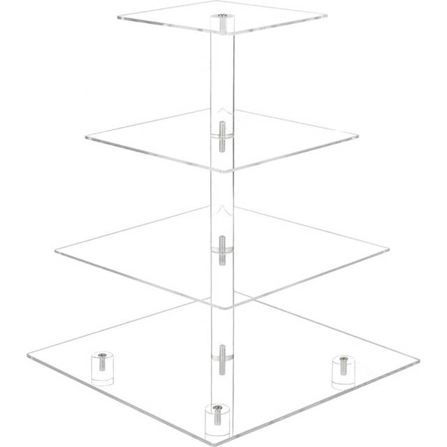 4 Tier Cupcake Stand Acrylic Display Dessert Serving Towers with LED Light for Weddings (Warm Light)