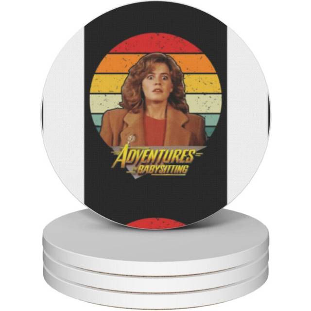 (Adventures In Babysitting Old Movie=3729) Ceramic Coasters Set of 4 Xmas for Drink Wine Beer Bar with Cork Base Housewarming Birthday Christmas Gift