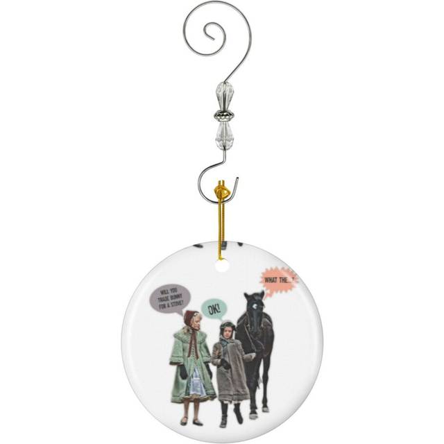 (Funny Little House On The Prairie Scene-3044) Christmas Ornaments Ceramic Charm with Hook Crystal Handmade Xmas Tree Decorations KeepsakeÂStocking S