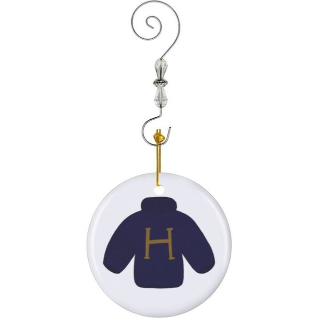 (Molly's Christmas Sweater With Letter H-4464) Christmas Ornaments Ceramic Charm with Hook Crystal Handmade Xmas Tree Decorations KeepsakeÂStocking S