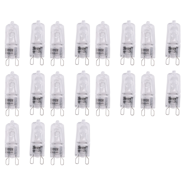 20Pcs G9 Halogen Light Bulbs,60W Clear Halogen Lamps Dimmable,2800K