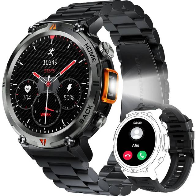 (orange-1) EIGIIS Smart Watch 3ATM Waterproof 2023 Original Design For Men Bluetooth