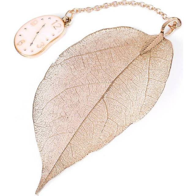Clock Leaf Bookmarks Vintage Gold Metal Thin Bookmarks Exquisite Bookmarks for Perfect Gifts for Reading
