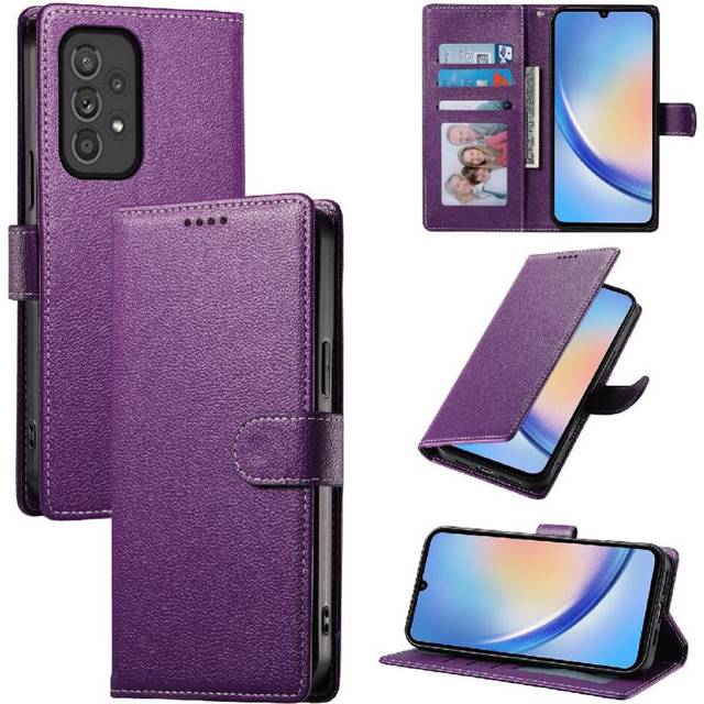(Purple) Case for Samsung Galaxy A33 5g Shockproof Magnetic Closure Card Slots Daily Use