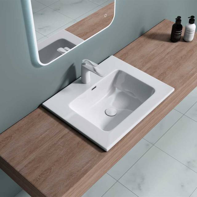 Durovin Stone Resin Semi Recessed Bathroom Basin sink-600 x 480mm(WxD)