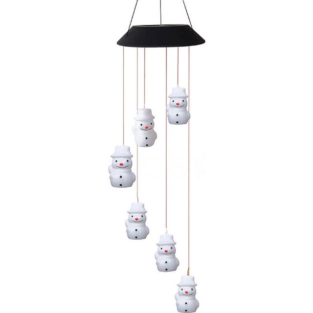 (Snowman) LED Colour Changing Hanging Wind Chimes Solar Powered Ball Lights Garden Outdoor