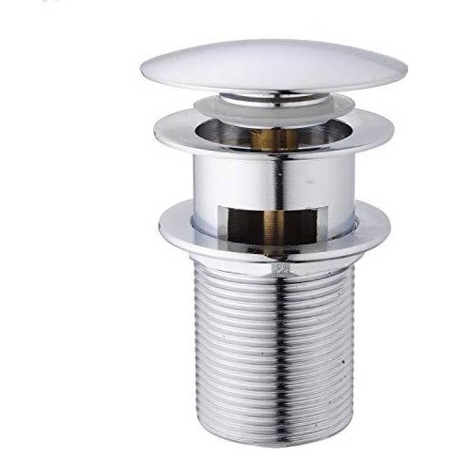 Hapilife Modern Chrome Clicker and Bathroom Sink Basin with Pop Up Waste Slotted with Overflow(Push Button Design) Waste-18C