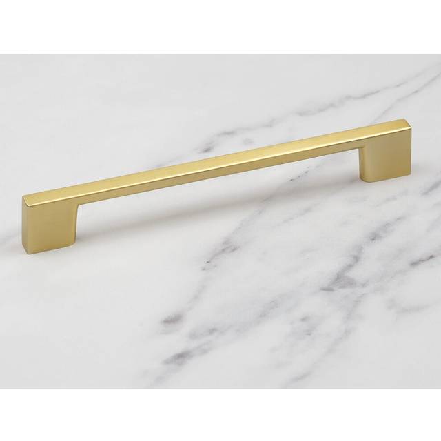 (160mm Handle) Brushed Brass Handle Slim Square Pull