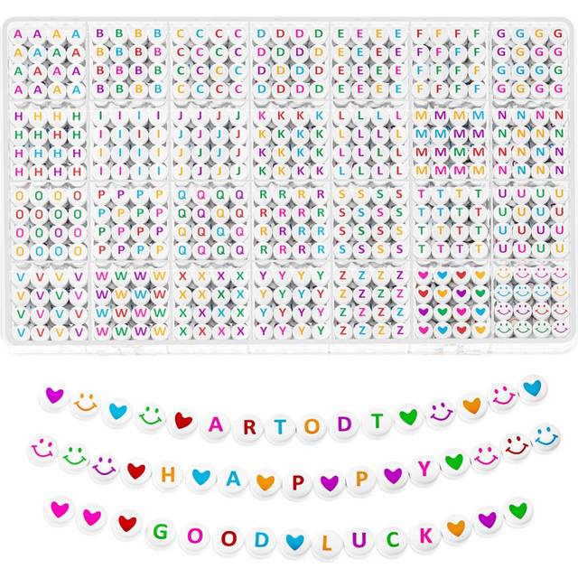 1400 Pieces Letter Beads for Friendship Bracelets Jewelry Making Kit, 28 Pattern Styles of Alphabet Beads, Assorted Colorful Preppy Beads for Teen Gir