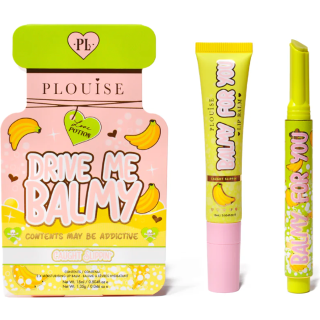 P Louise Drive Me Balmy Lip Balm Duo Banana