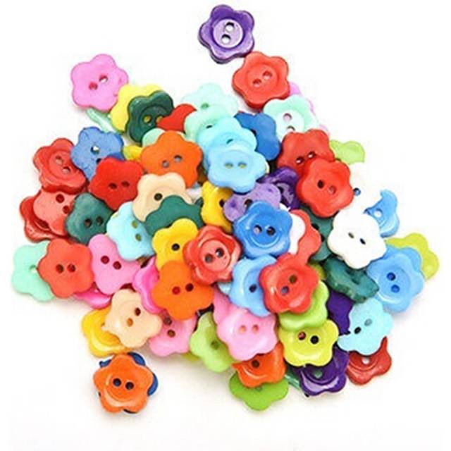 100 Pcs/lot Plastic Buttons Sewing DIY Craft decals for Children Plum flower