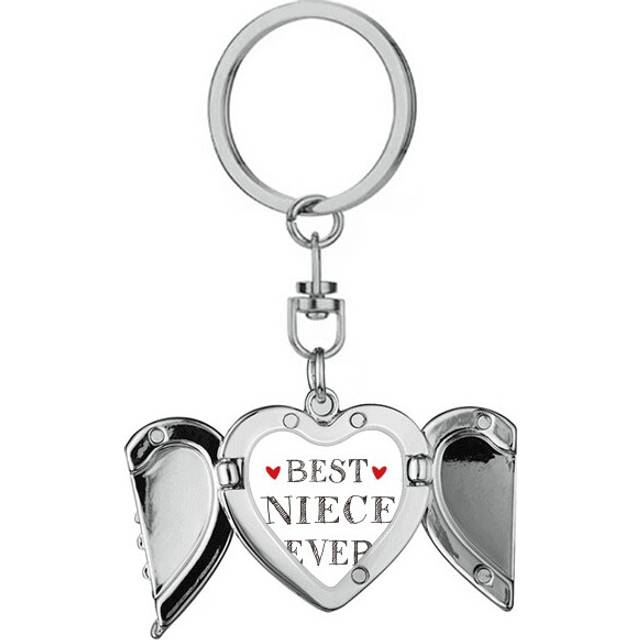Best niece ever Quote Heart Heart Angel Wing Key Chain Holder