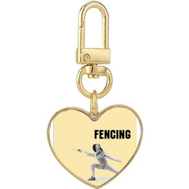 Ancient Sport Fencing Art Deco  Fashion Gold Heart Keychain Metal Keyring Holder