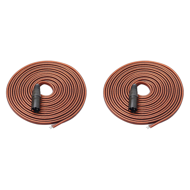 2X XLR Speaker Cable, Bare Wire to Plug Gold Plated 3 Pin Male Connector Replacement Audio Cable