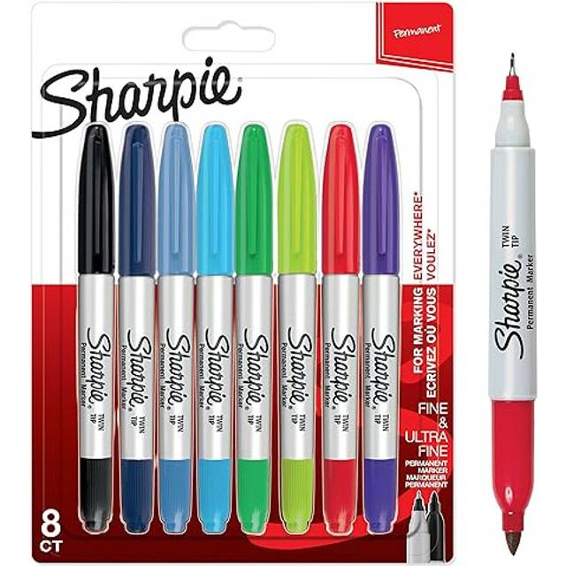 Sharpie Twin Tip Permanent Markers | Fine & Ultra-Fine Points | Assorted Colours | 8 Count