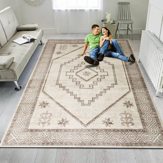 (160 x 230 cm- Large Rug For Living Room Bedroom/Traditional Carpet, RADIANT CASHMERE) Non Slip Rugs Living Room Traditional Soft Carpet Mat
