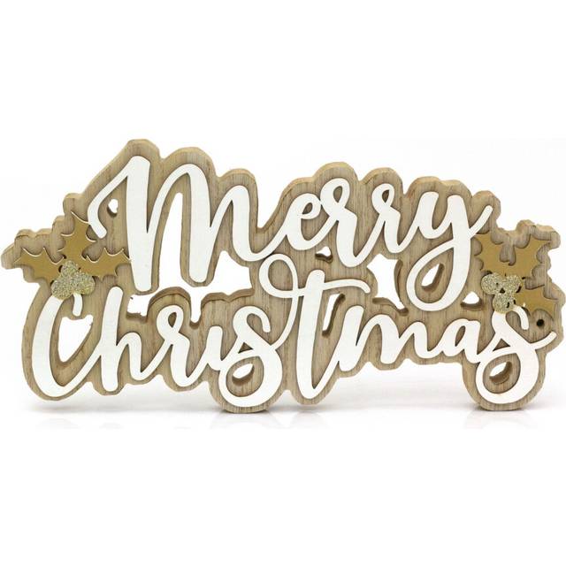 Large Merry Christmas Word Block | Freestanding Wooden Merry Christmas Sign | Standing Merry Christmas Letters Ornament - 30cm
